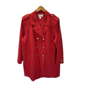Diane‎ Gilman Silk Duster long Jacket Trench Coat gold button Plus size 2X 56"